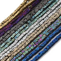 Brins de perles de pierre de lave naturelle galvanisées, carrée, couleur mixte, 2.5x2.5x2.5mm, Trou: 0.8mm, Environ 158 pcs/chapelet, 16.14'' (41 cm)