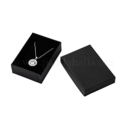 Cajas de sistema de la joya de cartón rectangular, para collares, pendientes y anillos, negro, 90x65x28mm, con la esponja
