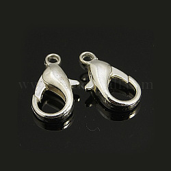 Zinc Alloy Lobster Claw Clasps, Silver, 16x8mm, Hole: 2mm