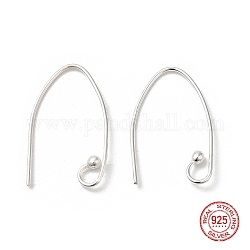 925 Sterling Silver Earring Hooks, Marquise Ear Wire, with S925 Stamp, Silver, 21 Gauge, 21x0.7mm, Hole: 3mm