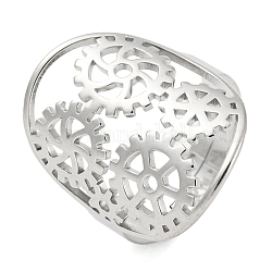 Anello con ingranaggio 304 anelli regolabili in acciaio inossidabile, anello da dito scavato per uomini e donne, colore acciaio inossidabile, diametro interno: 18mm