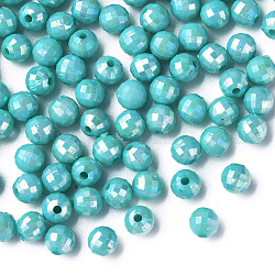 Perline acrilico opaco, ab colore placcato, sfaccettato, tondo, turchese scuro, 6x5.5mm, Foro: 1.5 mm, circa 4800pcs/500g