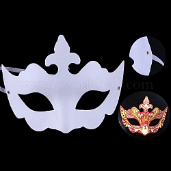 Unlackierte Maskerade-Maske selber machen, weiße Halbgesichts-Papiermaske für Partydekoration, Kronenmuster, 130x190 mm