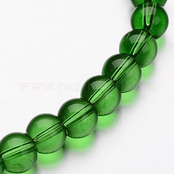 Glass Round Bead Strands, Green, 8mm, Hole: 1mm, about 40pcs/strand, 11 inch