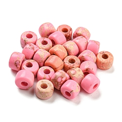 Синтетические окрашенные бусины императорской яшмы, колонка, розовые, 8~8.5x5.5~6 мм, отверстие : 3~3.3 мм
