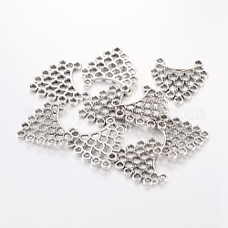 Tibetan Style Triangle Links, Chandelier Components, Lead Free and Cadmium Free, Antique Silver, about 23.5mm long, 23.5mm wide, 1mm thick, hole: 1mm