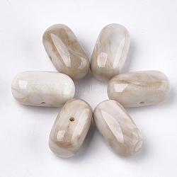 Perles acryliques, style de pierres fines imitation, ovale, tan, 30x16x16mm, Trou: 2mm, environ 75 pcs/500 g