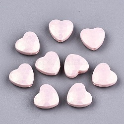 Perles acryliques laquées, de Style caoutchouté, facette, cœur, rose, 10.5x11.5x5mm, Trou: 1.5mm, environ 1350 pcs/500 g