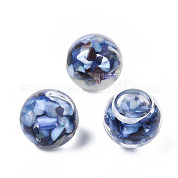 Cabochons en acrylique transparent, avec coquille, ronde, bleu de Prusse, 12x11mm