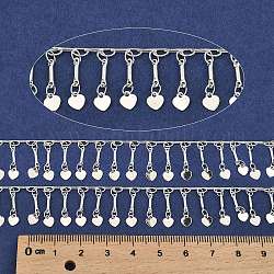 Латунные звенья цепи с покрытием стойки, с сердцем подвески, долговечный, пайки, с катушкой, серебряные, 8x2x1 мм, около 32.81 фута (10 м) / рулон