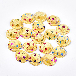 Samthut Dekoration, diy Handwerk Dekoration, Polka Dot gedruckt, golden, 48~50x17~18 mm, ca. 100 Stk. / Beutel