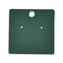 Бумажные карты дисплей ювелирных изделий, для хранения серег, темно-зеленый, квадратный, 6.4x6.4x0.05 см, отверстия : 8 mm и 1.6 мм