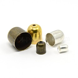 Mixed Styles Brass Cord Ends, End Caps, Column, Mixed Color, 4~10x5~10mm, Hole: 1mm, 4~9mm Inner Diameter