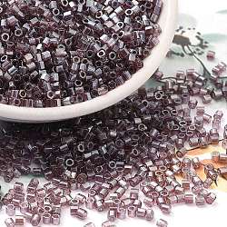 Perles de rocaille en verre lustré de couleurs transparentes, hexagone (deux coupes), violet, 2x1.5mm, Trou: 0.9mm