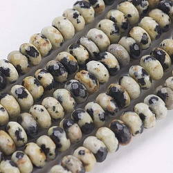 Natural Dalmatian Jasper Beads Strands, Faceted, Rondelle, 4~4.5x2~2.5mm, Hole: 1mm, about 150pcs/strand, 15.1  inch~15.3 inch(38.5~39cm)