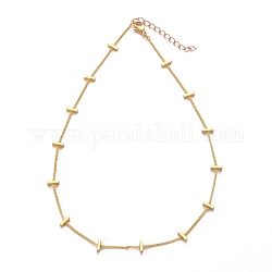 Messing Twisted Chain Bordsteinkette Halsketten, mit rechteckigen Perlen und 304 Karabinerverschluss aus Edelstahl, golden, 16.06 Zoll (40.8 cm)