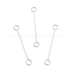 316 Surgical Stainless Steel Eye Pins, Double Sided Eye Pins, Stainless Steel Color, 20x2.5x0.4mm, Hole: 1.6mm