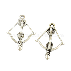 Tibetan Style Alloy Bow and Arrow Pendant Enamel Settings, Cadmium Free & Lead Free, Antique Silver, 25x36x4.5mm, Hole: 3mm, about 238pcs/500g