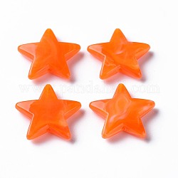 Perlas de acrílico de dos tonos, de piedras preciosas de imitación, estrella, rojo naranja, 20.5x22x4.5mm, agujero: 1 mm, aproximamente 445 unidades / 500 g