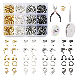Yilisi DIY Jewelry Making Findings Kit, Including Brass Crimp Beads & Wire Guardians & Crimp Beads Covers & Jump Rings & Lobster Claw Clasp, Iron Bead Tips, Tail Wire, Elastic Thread, Pliers, Tweezers, Mixed Color