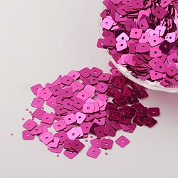 Ornement accessoires plastique paillette / paillettes perles, carrée, rose foncé, 5x5x0.1mm, Trou: 1.4mm