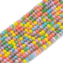 Opache perle di vetro fili, sfaccettato, rondelle, colore misto, 3x2.5mm, Foro: 0.5 mm, circa 185pcs/filo, 16.54 pollice (42 cm)