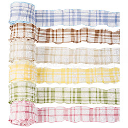 Pandahall 24m ceinture grille polyester 6 couleurs, ruban à volants avec motif tartan, pour accessoires de vêtement, couleur mixte, 1-5/8 pouce (41 mm), 4m / couleur