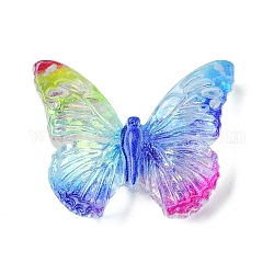 Cabujones decodificados de resina pintados con spray, con lentejuelas/lentejuelas brillantes, mariposa, colorido, 21.5x28x7.5mm