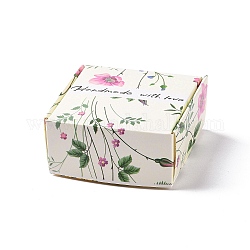Coffrets cadeaux en papier carré, boîte pliante pour emballage cadeau, Motif floral, 5.6x5.6x2.55 cm