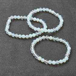 Bracelets élastiques en perles opalite, ronde, perles: 6~6.5 mm, diamètre intérieur: 2-1/4 pouce (5.55 cm)