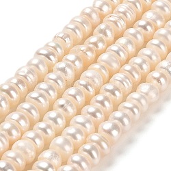 Fili di perle di perle d'acqua dolce coltivate naturali, grado A +, rondelle, papayawhip, 6~7x3~5mm, Foro: 0.8 mm, circa 74~75pcs/filo, 14.09'' (35.8 cm)