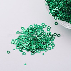 Accessori ornamentali paillette / paillettes in plastica, anello, verde, 2x0.1mm, Foro: 0.8 mm