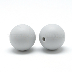 Food Grade Eco-Friendly Silicone Beads, Round, Light Grey, 12mm, Hole: 2mm