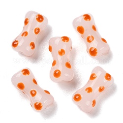 Fait main perles au chalumeau cahoteuses, avec l'émail, colonne, orange, 17.5x9x8mm, Trou: 1.4mm