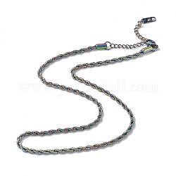 Placage ionique (ip) 304 collier de chaîne de corde en acier inoxydable pour hommes femmes, couleur arc en ciel, 15.98 pouce (40.6 cm)