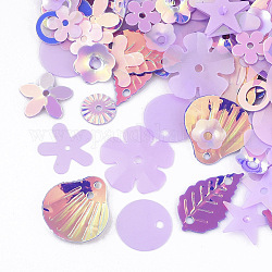 Ornament Zubehör, PVC-Kunststoff paillette / Pailletten Perlen, Mischformen, Medium Orchidee, 3~21x3~21x0.4~3 mm, Bohrung: 1~1.6 mm