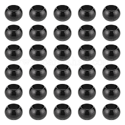 Pandahall Elite 30 pièce, placage en rack, 304 perles en acier inoxydable, ronde, électrophorèse noir, 8x5mm, Trou: 5mm