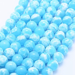 Brins de perles de jaspe impérial synthétiques, ronde, bleu ciel, 8~8.5mm, Trou: 1mm, Environ 49 pcs/chapelet, 15.7 pouce (40 cm)