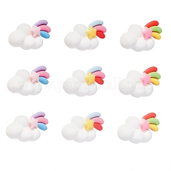 30 Stück 5 Farben Harz Cabochons, Wolke & Meteor mit Regenbogen, Mischfarbe, 29x16 mm