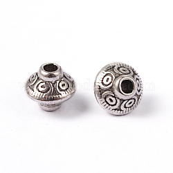 Abalorios entrepieza de estilo tibetano, sin plomo y el cadmio, bicono, plata antigua, 5.4x6.3mm, agujero: 1 mm