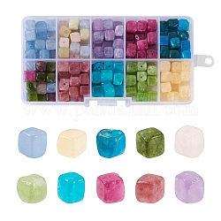 Craftdady 200 pz 10 perline miste naturali di colore, cubo, 7~8x7~8x7~8mm, Foro: 0.9 mm, 10 colore, 20 pz / colore, 200 pc