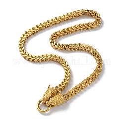 Placage ionique (ip) 304 colliers de chaîne de serpent en acier inoxydable, avec fermoirs têtes de dragon, or, 23.82 pouce (60.5 cm)