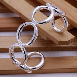 Trendy Brass Cuff Bangles For Women, Silver Color Plated, 60mm