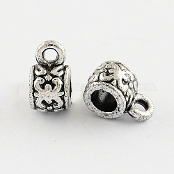 Vintage Acrylic Tube Bails, Loop Bails, Antique Silver, 10x6x7mm, Hole: 1.5mm, Inner Diameter: 4mm, about 3300pcs/500g