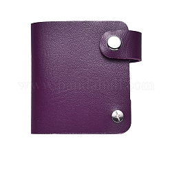 26 Slots Imitation Leather Rectangle DIY Nail Art Image Plate Storage Bags, Stamping Template Card Holder, with Snap Buttons, Purple, 90x80x20mm