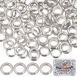 Beebeecraft 200pcs 201 perles intercalaires en acier inoxydable, plat rond, couleur inoxydable, 6x2mm, Trou: 4mm