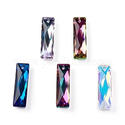 Pendentifs en verre, facette, rectangle, couleur mixte, 25x7x5mm, Trou: 1.4mm