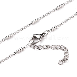 Colliers avec chaîne de câble en 304 acier inoxydable, avec des perles tubulaires et fermoirs pince de homard, couleur inoxydable, 23 pouce (58.5 cm)