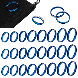 Unicraftale 201 ステンレススチール 溝付き 指輪 女性用 男性用  ブルー  4mm  USサイズ5～USサイズ14(15.9~23mm)  8スタイル  2個/スタイル  16pc