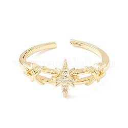 Anillo de estrella con circonita cúbica transparente, anillo abierto para mujer, sin plomo y cadmio, real 18k chapado en oro, nosotros tamaño 6 1/2 (16.9 mm)